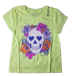 Childrens Place Lime Green Skull‎ Shirt Halloween Childrens Place 5/6